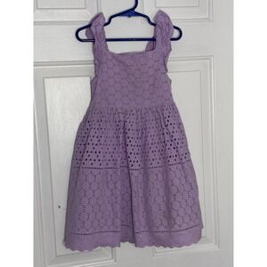 Blueberi Boulevard Girls Lavender Eyelet Lace Dress with Bow Back Detail, Size 6